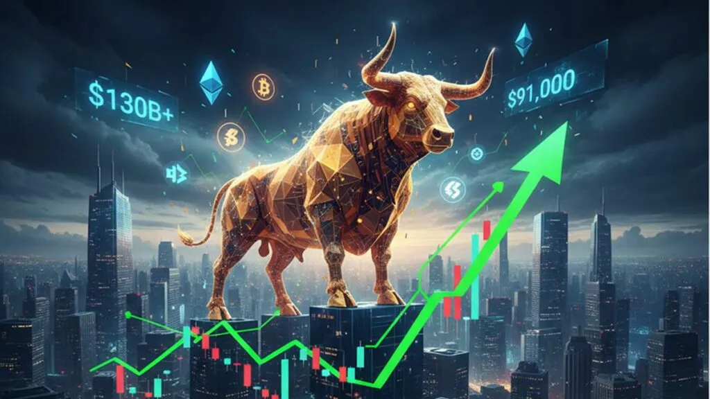 افزایش ۱۳۰ میلیارد دلاری بازار رمزارز با عبور بیت‌کوین از ۹۱ هزار